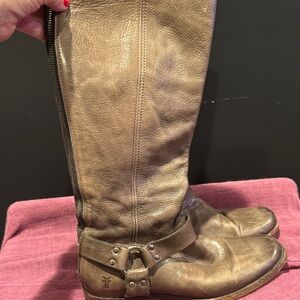 Frye Tan Leather Moto Boots